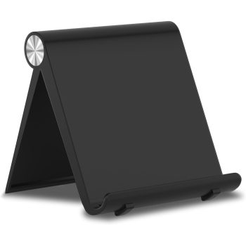 Foldable Phone Stand for Desk – Adjustable Holder for Phone & Tablet, Black