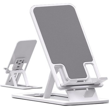 Foldable Adjustable Phone Stand – Universal Phone & Tablet Holder, White