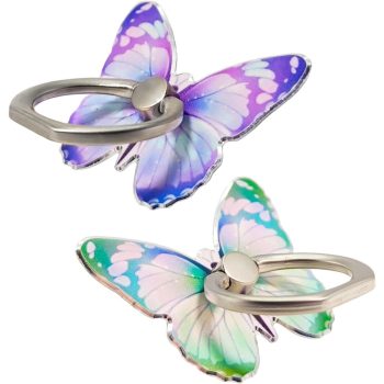 2-Pack Butterfly Phone Ring Holder – 360° Rotating, Purple & Green